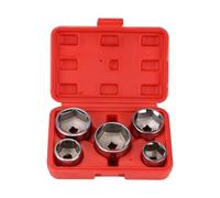 5-Piece Heavy-Duty Oil Filter Removal Socket Set - 3/8" Drive, 24-38mm - Precision Cap Wrench Kit For Quick & Hassle-Free Car Oil Filter Changes - Durable Carbon Steel Construction - Fits Most Vehicle