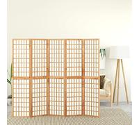 5-Piece Japanese Style Folding Screen 200 x 170 cm Room Divider Privacy Screen Divider Made of Solid Fir Wood with Shoji Rice Paper for Living Room Bedroom Office