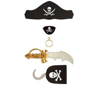 5 Piece Kids Childs Pirate Set | Captain Jack Role Play Dress Up Pirate | Children's Fancy Dress Accessories