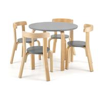 5-Piece Kids Table and Chair Set Children Wooden Activity Table 4 Curved Chairs