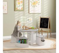 5-Piece Kids Table and Chairs Set w/ Storage for 3-8 Years Old-Grey AIYAPLAY Grey 1 Pack