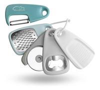 5-Piece Kitchen Gadgets Space-Saving Kitchen Accessories Cheese Grater, Bottle Opener, Fruit/Vegetable Peeler, Pizza Cutter, Garlic/Ginger Grinder, S