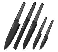 5 Piece Kitchen Knife Set Stainless Steel - Black 5 Piece