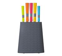 5-Piece Knife Set with Storage Block - Multi-Coloured Stainless Steel Blades (Chef, Carving, Bread, Utility, Paring) PF-0907090