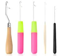5-Piece Latch Hook Crochet Set - Small Bent Crochet Needles for Hair and Crafts, Perfect for Dreadlocks, Braids, and Crafting Projects