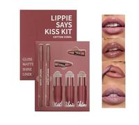5-Piece Lip Kit Set | Matte & Glossy Finish (Nude to Berry Tones) lip liner and lipstick set,Transfer-Resistant & Layerable Formulas - Day to Night Transition