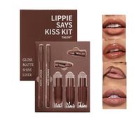 5-Piece Lip Kit Set | Matte & Glossy Finish (Nude to Berry Tones) plumping lip gloss,Transfer-Resistant & Layerable Formulas - Day to Night Transition