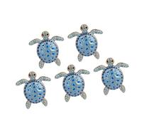5 Piece Marine Styles Alloy Car Vent Clips with Crystal Embellishments & Essential Oil Slot Tortoise Air Freshener Holders Sea Theme Car Accessory