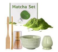 5 Piece Matcha Tea Kit, Matchas Whisk Set with Bamboo Whisk and Ceramic Bowl, Scoop, Whisks Holder, Starter Kit for Handcrafted Matchas Powder Making Tools for Beginners, Matcha Green