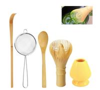 5-Piece Matcha Whisk Set, Traditional Japanese Tea Set Includes Matcha Whisk, Matcha Whisk Holder, Matcha Sieve, Matcha Spoon, Bamboo Spoons