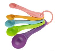 5 Piece Measuring Spoons Set Plastic Kitchen Tools for Baking Cooking with Metric ML Markings Colourful Scoops for Dry Liquid Ingredients Home Restaurant Use