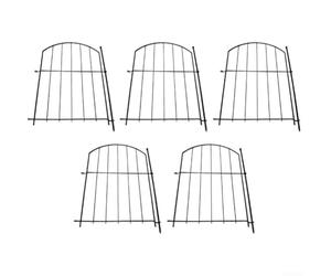 5-Piece Metal Garden Fence Set 17in Black Arched for top Weather-Resistant | Metal construction for outdoor use suitable for garden or pond area easy plug-in installation and fits chicken or sheep pen