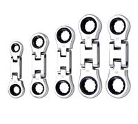 5-Piece Mini Flex Stubby Ratcheting Wrench Set, Double Box End Spanner, Compact Tool for Tight Spaces, Automotive & Mechanic Essentials