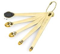 5-Piece Mini Gold Measuring Spoon Set, Tiny Metal Spoons for Dry or Liquid Ingredients Tad Dash Pinch Smidgen Drop for Baking Cooking Use