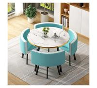 5-Piece Modern Bar Table & Chair Set - Round Conference Table with 4 High-Back Chairs for Cafe Office Living Room - Elegant & Sturdy Design for Dining & Gathering