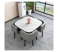 5-Piece Modern Bar Table & Chair Set - Round Dining Table with 4 High-Back Chairs Space-Saving Stylish Design for Cafe Office Living Room Durable & Comfortable