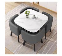 5-Piece Modern Bar Table Set with 4 Chairs - Round Conference Table for Cafe Office Living Room - Stylish Durable Dining Furniture for High Capacity Spaces