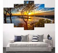 5 Piece Modern Canvas Prints Artwork Beautiful Sunrise Nature Landscape HD Paintings For Home Living Room Bedroom Office Decoration Gift Framed Artwork Ready To Hang