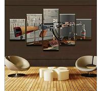 5 Piece Modern Canvas Prints Artwork Weapons Ak-47 Gun Bullet HD Paintings For Home Living Room Bedroom Office Decoration Gift Framed Artwork Ready To Hang