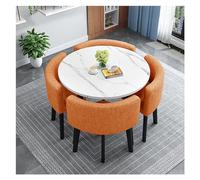 5-Piece Modern Dining Set with Round Table & Soft Backrest Chairs - Fur for Smals, Kitchen, Breakfast Bar, Living Room, or Apartment - Includes 4 Chairs