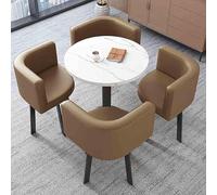 5-Piece Modern Dining Table Set - Includes 1 Stylish Table & 4 Faux Leather Chairs - Perfect for Kitchen & Dining Room - Contemporary Conference Room Furniture - 007