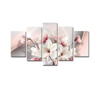 5 Piece Modern Floral Canvas Wall Art Set Abstract Pink Flower Painting For Living Room Bedroom Decor Multi Panel Gallery Wall Hanging Prints On Canvas Material(size2)