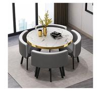 5-Piece Modern Round Bar Table Set with 4 Stylish Chairs High Capacity for Cafe Office Living Room Elegant Conference Furniture Space-Saving Design