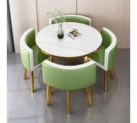 5-Piece Modern Round Dining Table Set Space-Saving Furniture for Small Apartments Compact Reception Table and Chair Combination for Kitchens & Dining Rooms (80cm/31inch E1)
