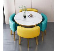5-Piece Modern Round Dining Table Set with Chairs Space-Saving Furniture for Small Apartments Kitchens & Dining Rooms Compact Reception Table (31" Diameter F1)