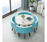 5-Piece Modern Round/Square Fur Conference Table Set with Chairs for 4 Perfect for Office Dining Business Meetings & Receptions Stylish Club Table Combination