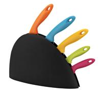 5-Piece Multi-Coloured Knife Set with Curved Black Storage Block - Dishwasher Safe PF-0907059
