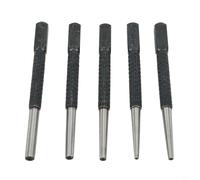 5-Piece Nail Punch Set with Knurled Handle and Square Striking Head - Alloy Steel Punching Tools for Wood, Metal & Plastic - 0.8 mm to 4.8 mm Sizes