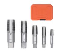 5 Piece NPT Pipe Tap Set, Carbon Steel Threading Taps for Plumbing, Includes 3/4 1/2 3/8 1/4 1/8 inch NPT Taps with Storage Case for Pipe Repair and Installation
