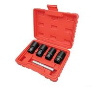 5 Piece Nut Extractor Set With Secure Grip Spiral Design For Removing Difficult Bolts Using 1/2 Inch Square Drive Ratchet, For Mechanical Repairs(red)