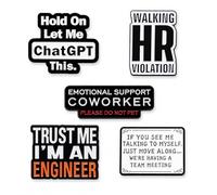 5 Piece Office Humor Enamel Pin Set Emotional Support Coworker Pin Not the Worst Employee HR Engineer Meeting Lapel Brooch Work Gift, L, Zinc, no gemstone