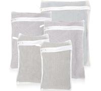 5-Piece Organic Cotton Laundry Bags with Zipper and Hanging Loop, 3 Sizes (S, M, L) Mesh Laundry Bag, Durable Cotton Mesh Laundry Bag for Delicate Underwear and Socks.