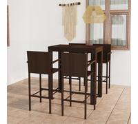 Outdoor Bar Set 5 Piece with Armrest Poly Rattan Brown Garden Furniture vidaXL