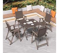 5-Piece Outdoor Patio Dining Set with 4 Folding Chairs & Table, Perfect for Bistro, Garden, Backyard, Deck, Compact & Stylish Patio Furniture for Entertaining