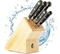 5 Piece Oxford Knife Set with Wooden Knife Block - Premium Stainless Steel Kitchen Knife Sets from Taylors Eye Witness. Professional Chef Standard Kitchen Utensils Razor Sharp Blades Black and Brass