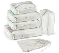 5 Piece Packing Cubes for Travel in Sizes (X-Large, Large, Medium, Small) by Pebbler | Organizers for Suitcases, Carry Ons, Duffle Bags, Backpacks, Moving | Bonus Laundry Bag, Desert Sand, L