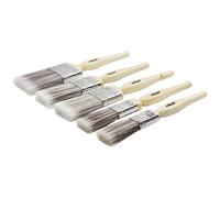 5 Piece Paint Brush Set with Shaped Wooden Handles Synthetic Bristles and Tin Plate Ferrules in Assorted Sizes for Detailed and Broad Painting