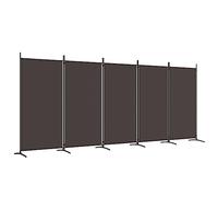 5-Piece Paravent Room Divider Brown Fabric 433 x 180 cm Foldable Freestanding Privacy Screen Divider for Living Room Bedroom Office Indoor Outdoor Privacy