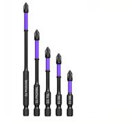 5-Piece PH2 Cross Screwdriver Set with Magnetic Batch Head, 50-150mm Alloy Steel Bits for Impact Drivers, Non-Slip Phosphated Black Coating, Compatible with Electric Hand Drills