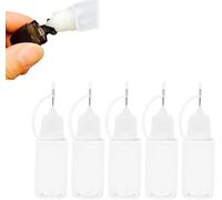 5 Piece Precision Dispenser Set, 10ml Quilling Glue Needle Bottles with Fine Nozzle Liquid Dropper, Oiler & Glue Bottle for DIY Crafts, Small Projects, Resin, Jewelry Making White