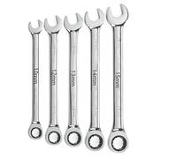5-Piece Ratchet Spanner Set Metric Combination Wrench Hand Tools Torque Gear Socket & Nut Tools (10-12-13-14-15mm) for Mechanics & DIY Enthusiasts
