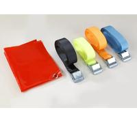 5-Piece Ratchet Strap Set with Quick Release Buckles, 250kg Capolyamidecity polyester Strahp 25mm Wide 1m Green 2m Orange 2.5m Blue 3m Blacquer + Red Flmale thread