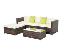 5-Piece Rattan Sofa Set Brown Cushioned PE Wicker Outdoor Sectional 75x75x64cm
