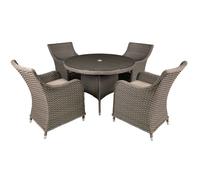5 Piece Rattan Wicker Outdoor Dining Set with Tempered Glass Top