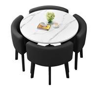 5-Piece Reception Negotiation Table Set Black Dining Table & Chair for Conference Room Coffee Desk for Lounge Living Room Kitchen Office Beauty Salon (70cm/27.6in)