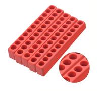 5-Piece Red Plastic Screwdriver Bit Holder for 1/4" Hex Shank Bits, 11-Hole Organiser Storage Tool for Hand Tools Workshop